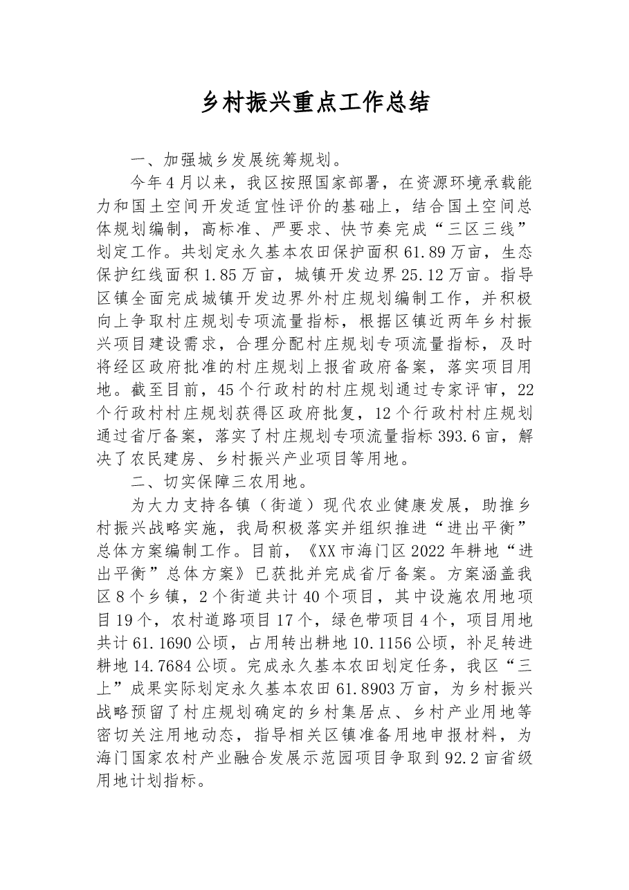 乡村振兴2022年重点工作总结.docx,第1页预览