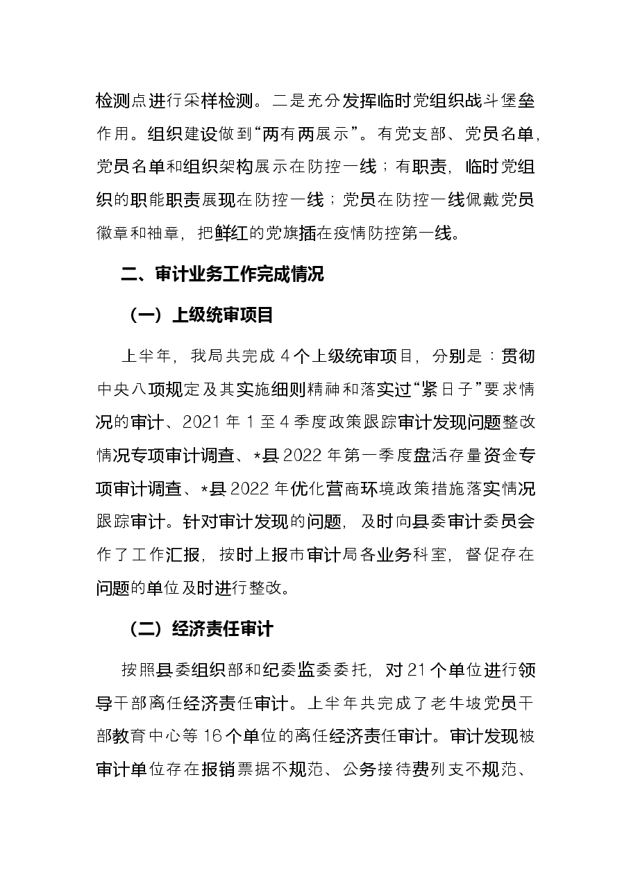 县审计局2022年上半年工作总结.docx,第4页预览