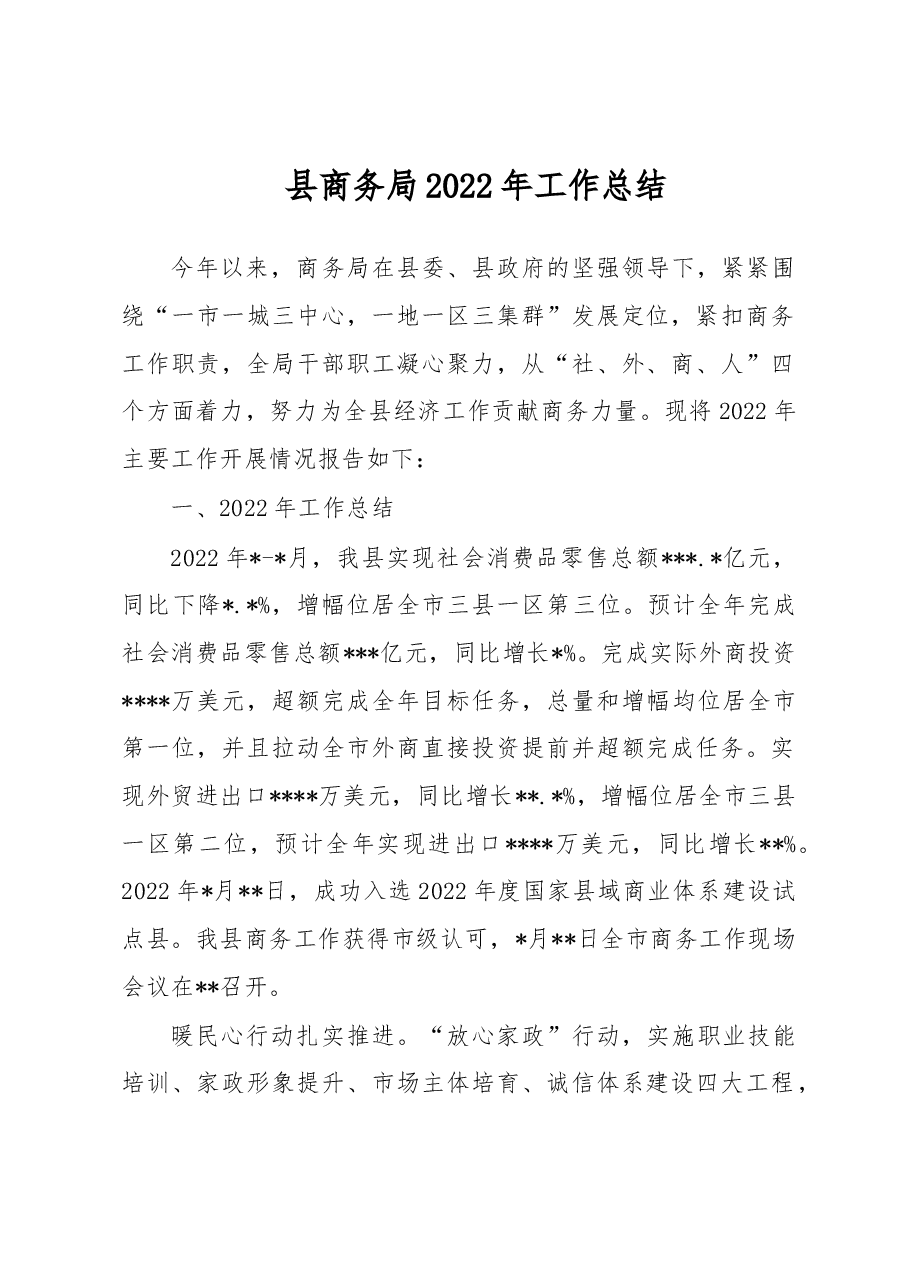 县商务局2022年工作总结.docx,第1页预览