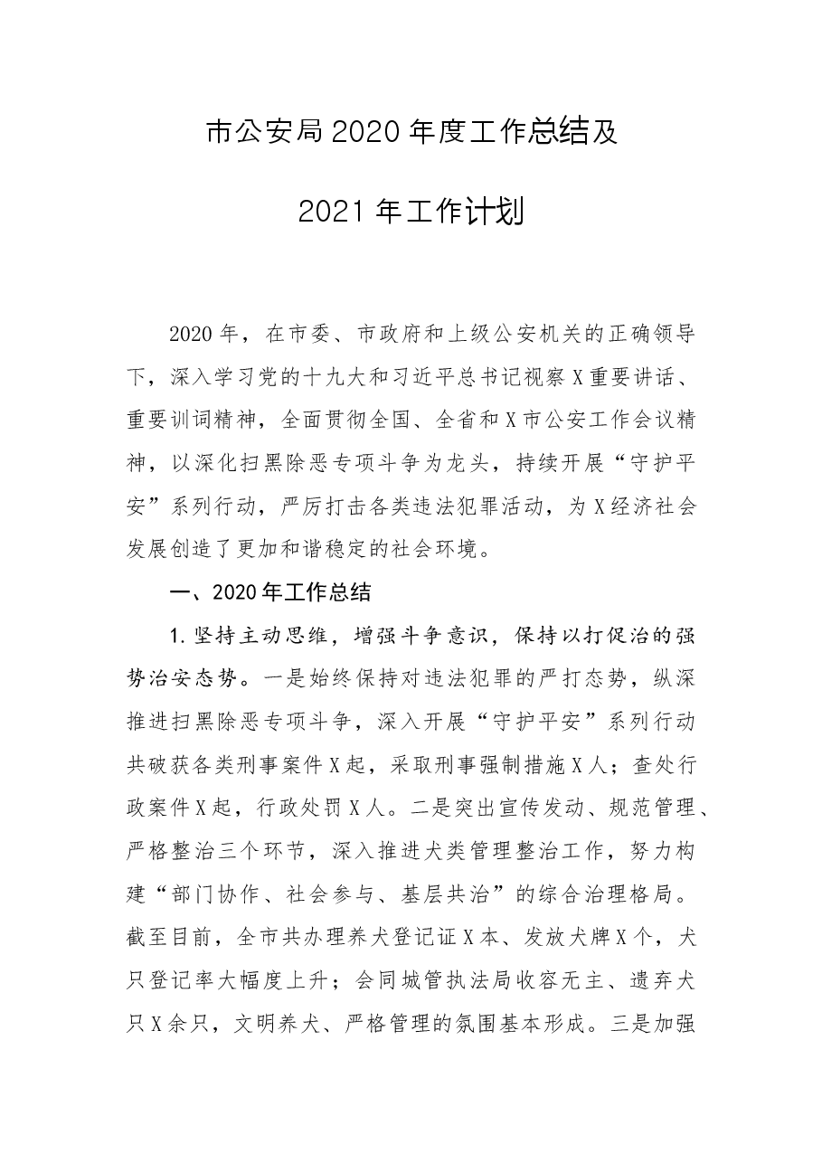 市公安局度工作总结及工作计划.docx,第1页预览