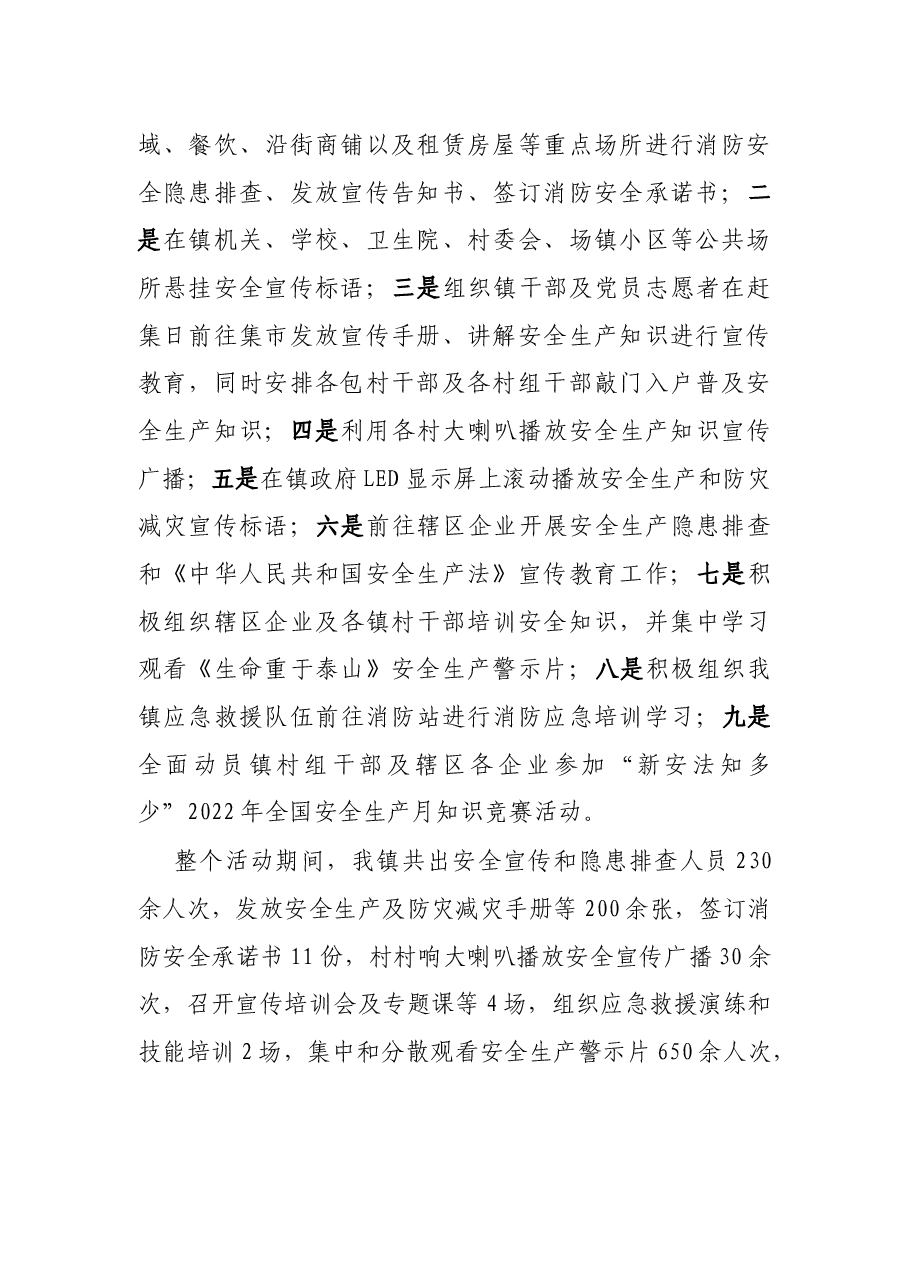 镇“安全生产月”活动开展工作情况的总结.docx,第2页预览