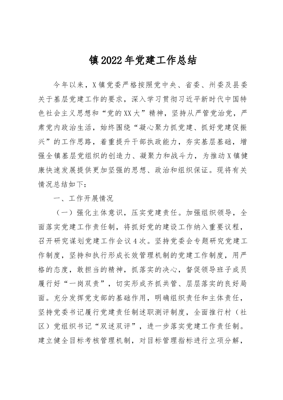镇2022年党建工作总结.docx,第1页预览