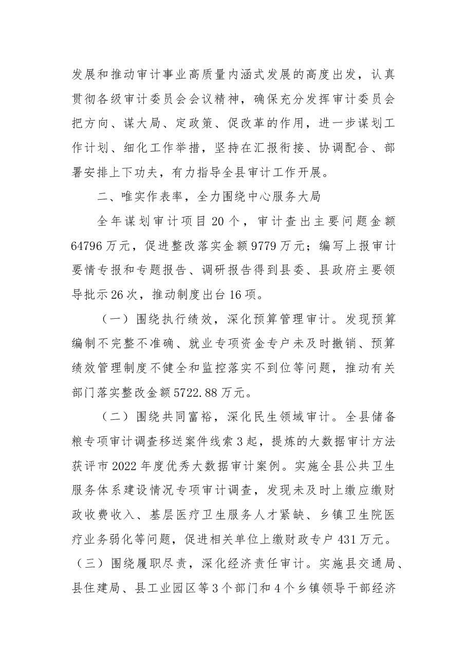 县审计局2022年工作总结和2023年工作思路.docx,第2页预览