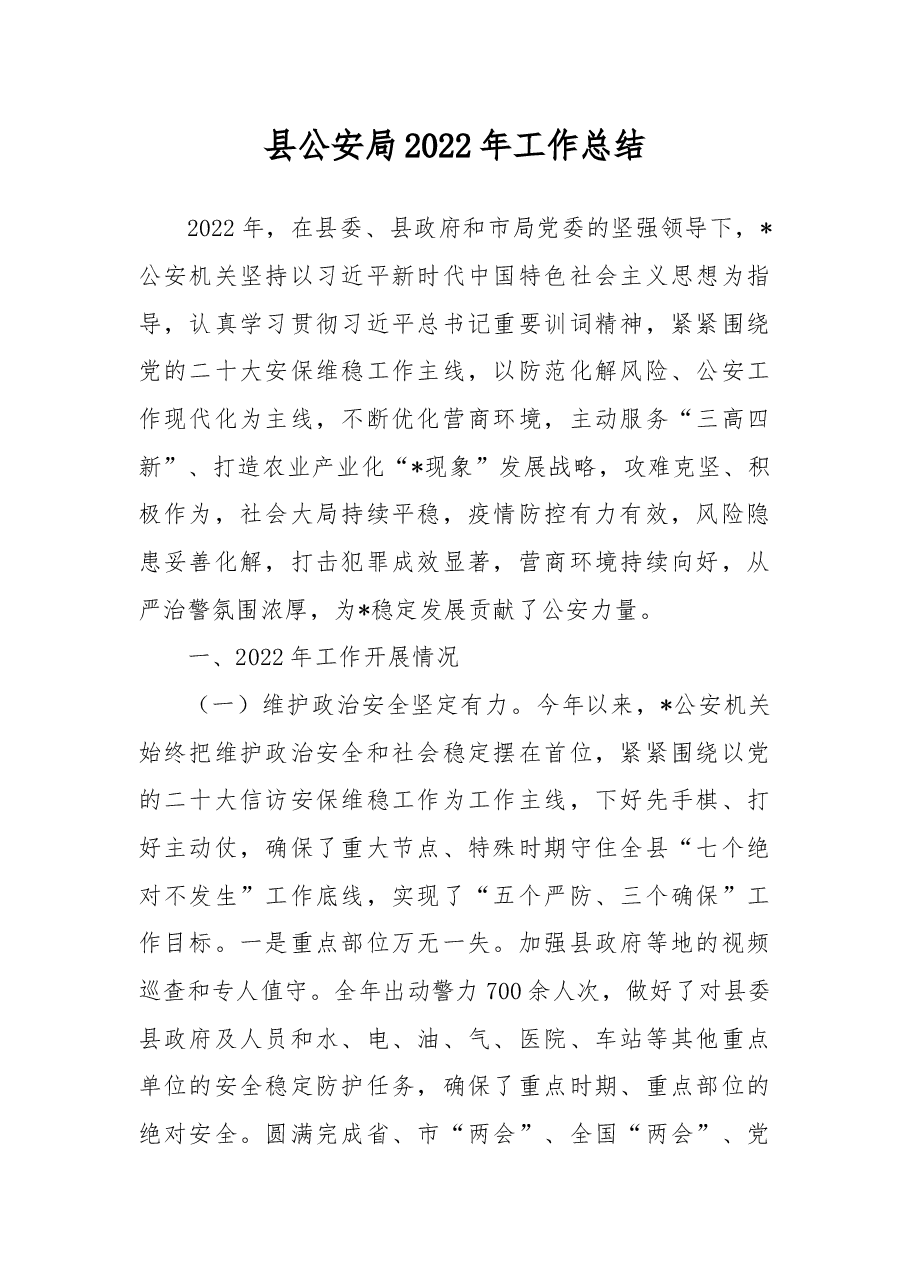 县公安局2022年工作总结.docx,第1页预览