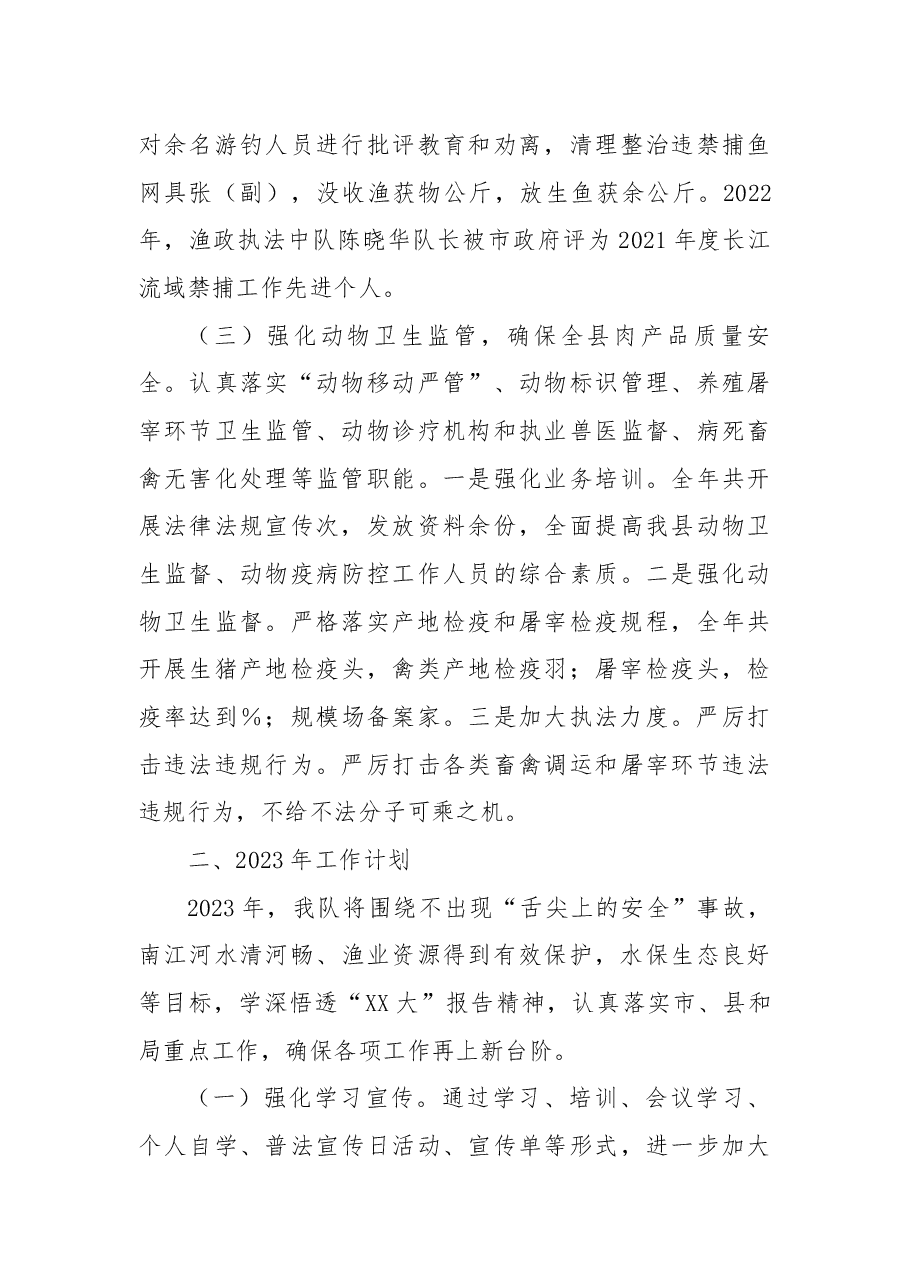 县农业综合执法大队2022年度工作总结及2023年度工作计划.docx,第3页预览