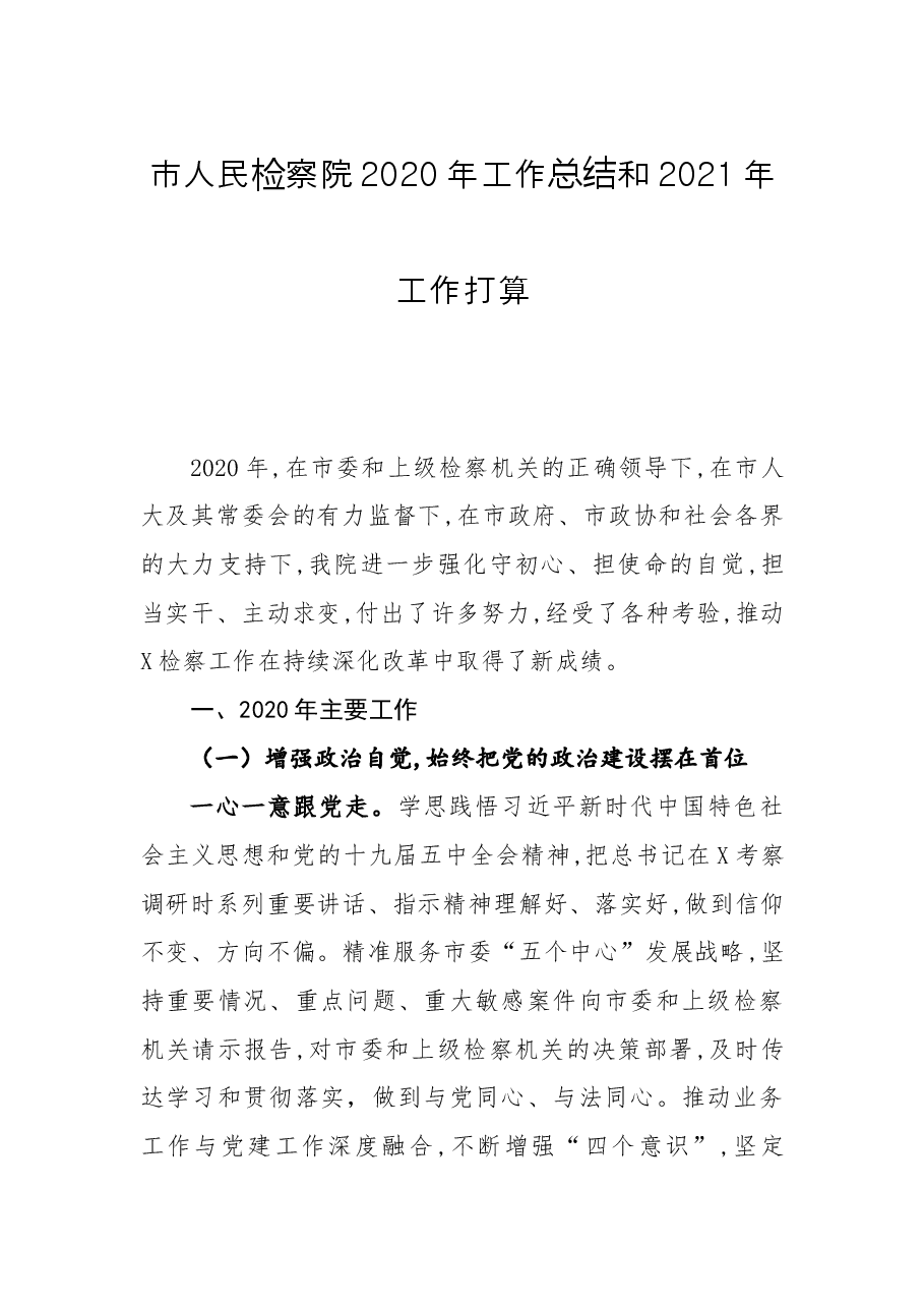 市人民检察院工作总结和工作打算.docx,第1页预览