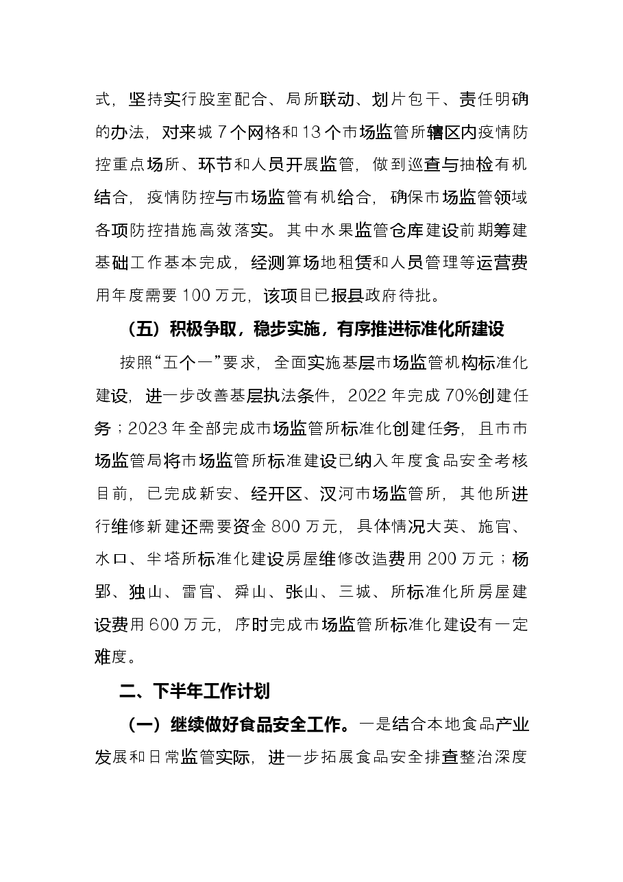 县市场监管局2022年上半年工作总结和下半年工作计划.docx,第4页预览