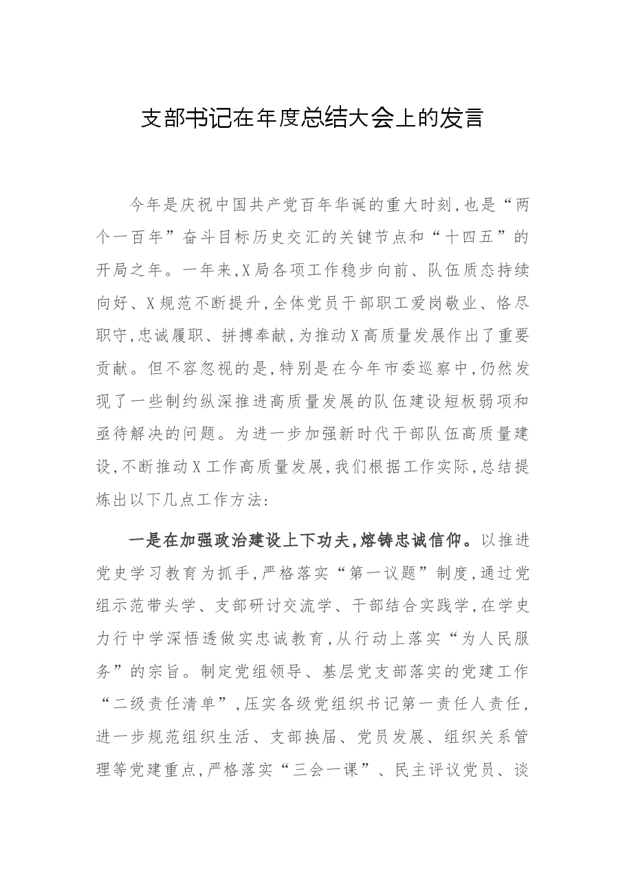 支部书记在年度总结大会上的发言.docx，第1页预览