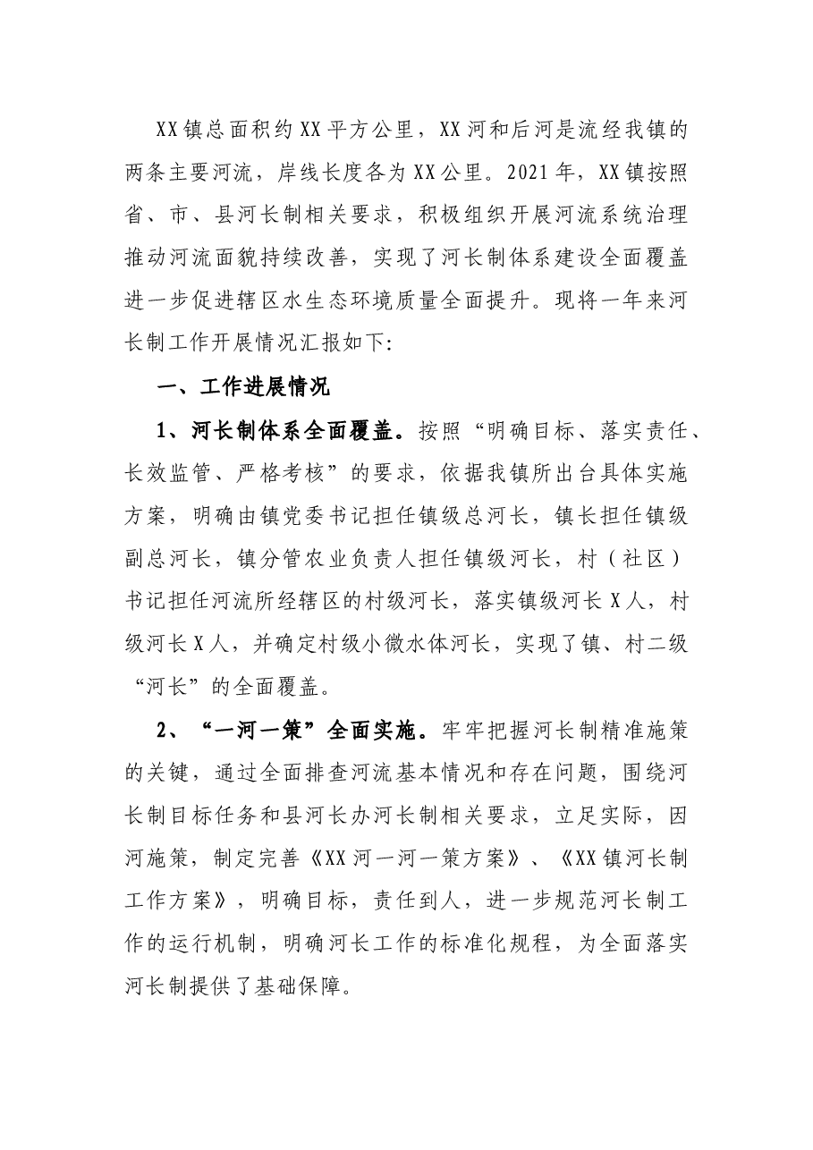 镇河长制工作2021年工作总结.docx,第2页预览