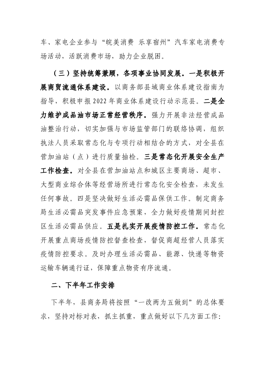 县商务局2022年上半年工作总结及下半年工作安排.docx,第3页预览