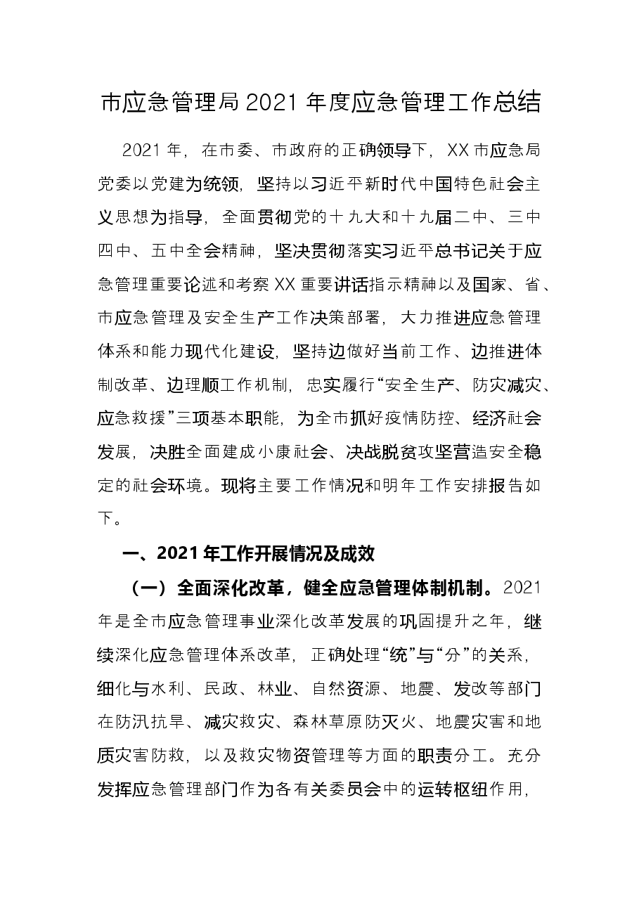 市应急管理局2021年度应急管理工作总结.docx,第1页预览