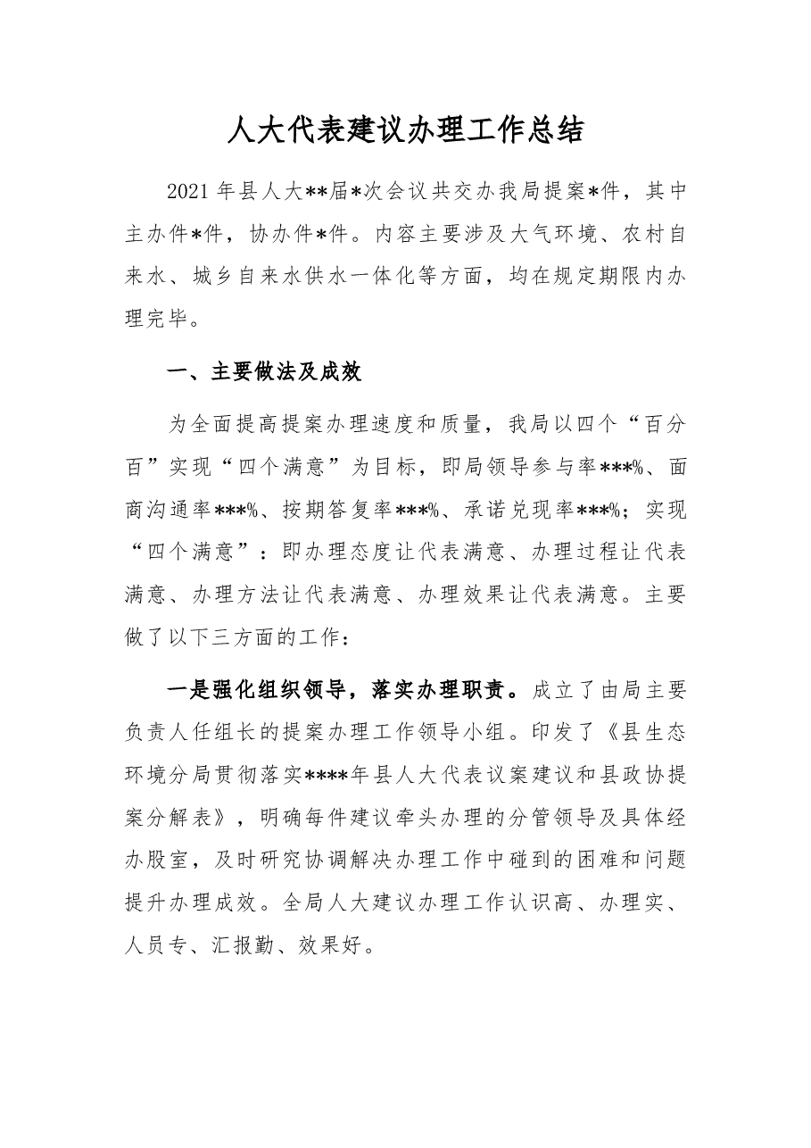 人大代表建议办理工作总结.docx,第1页预览