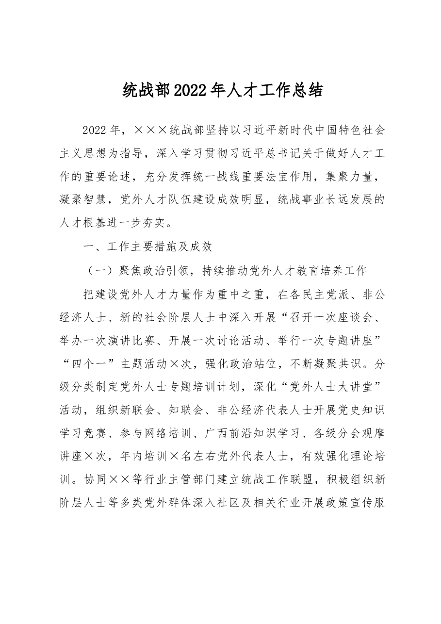 统战部2022年人才工作总结.docx,第1页预览