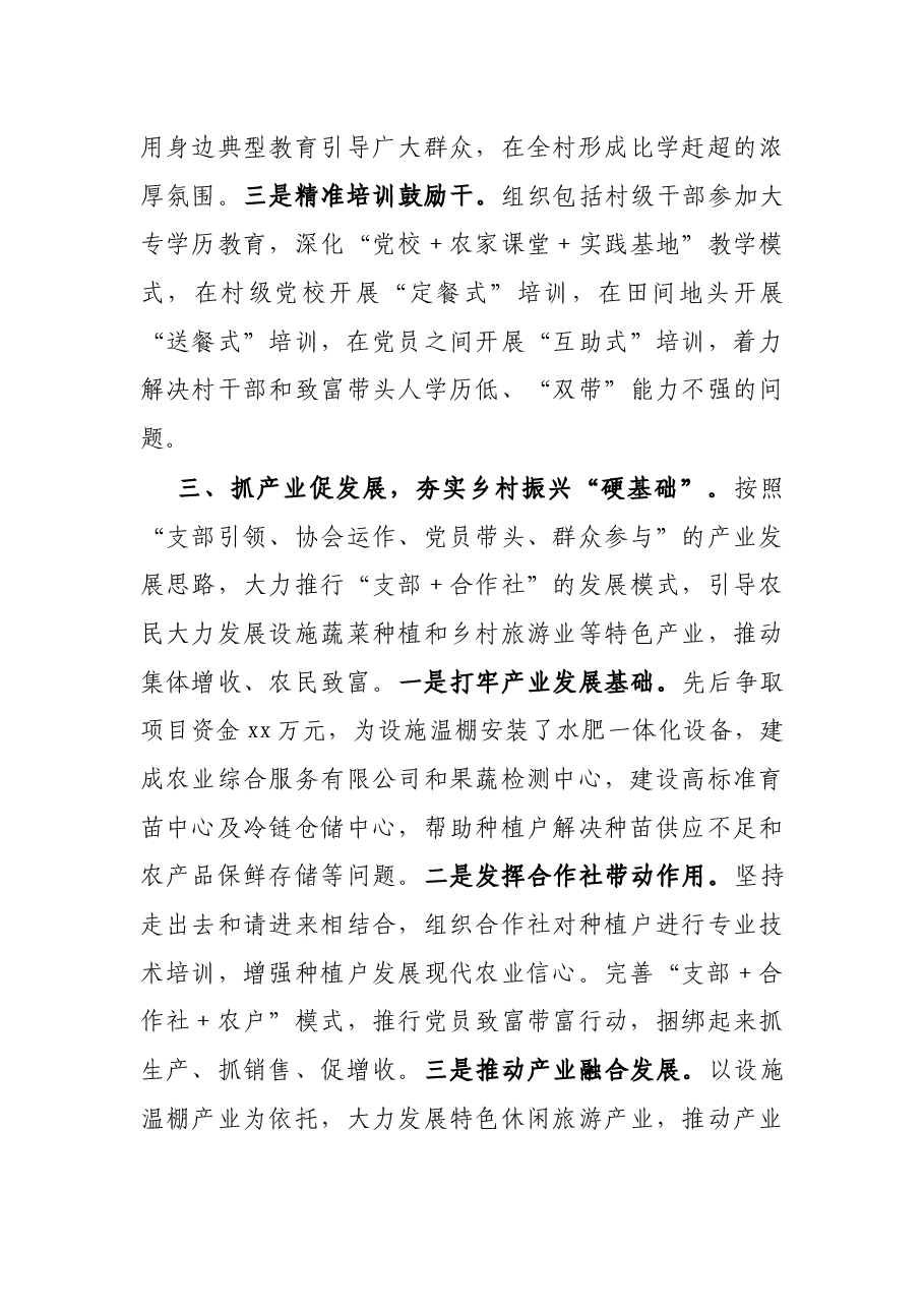 村党支部实施乡村振兴战略经验发言材料.docx,第3页预览