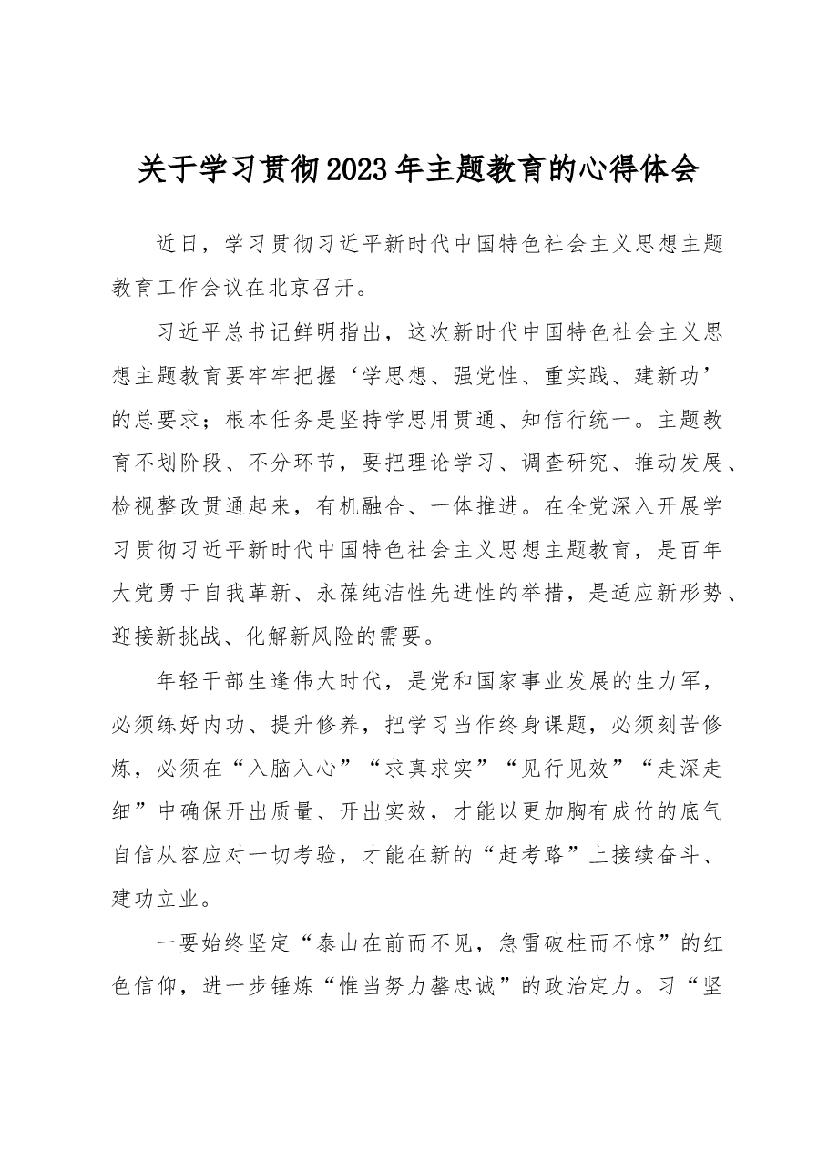关于学习贯彻2023年主题教育的心得体会 (2).docx,第1页预览