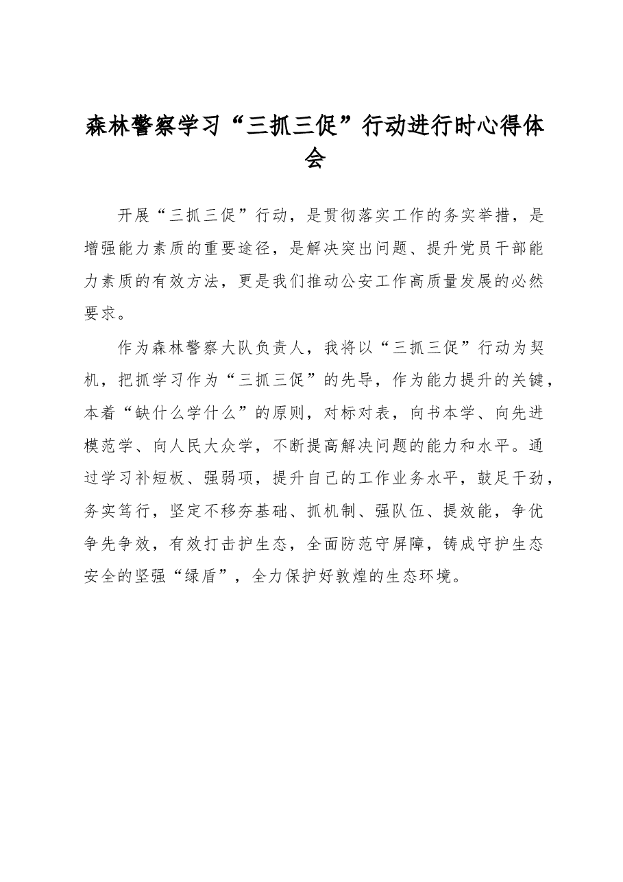 森林警察学习“三抓三促”行动进行时心得体会.docx,第1页预览