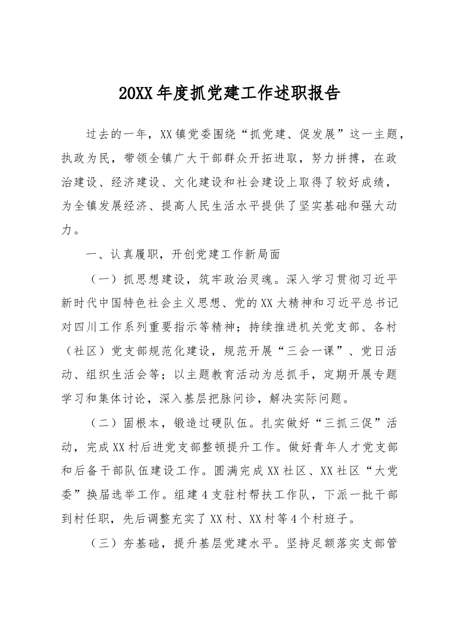 20XX年度抓党建工作述职报告.docx,第1页预览