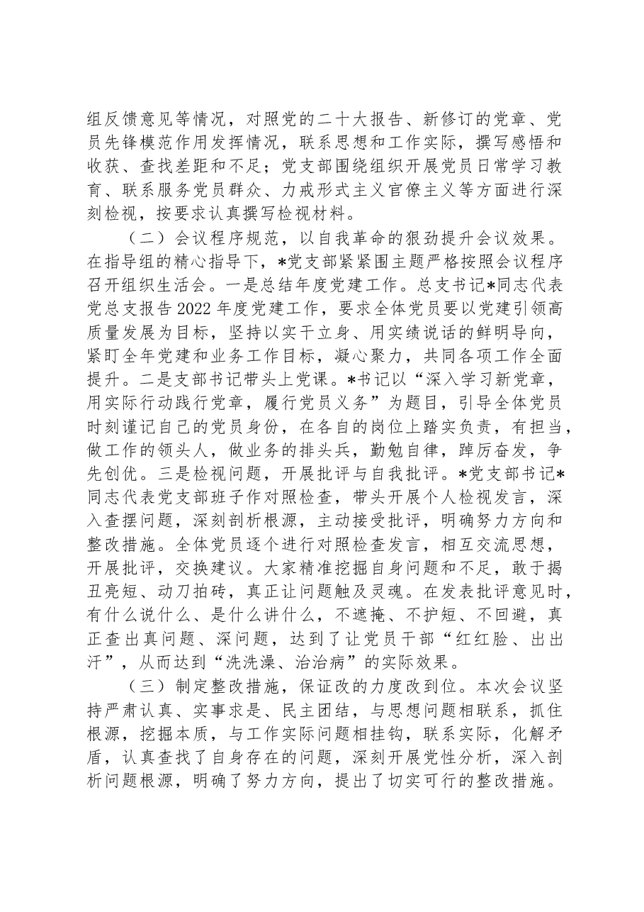 党支部关于上年度组织生活会和开展民主评议党员工作情况的报告.docx,第2页预览