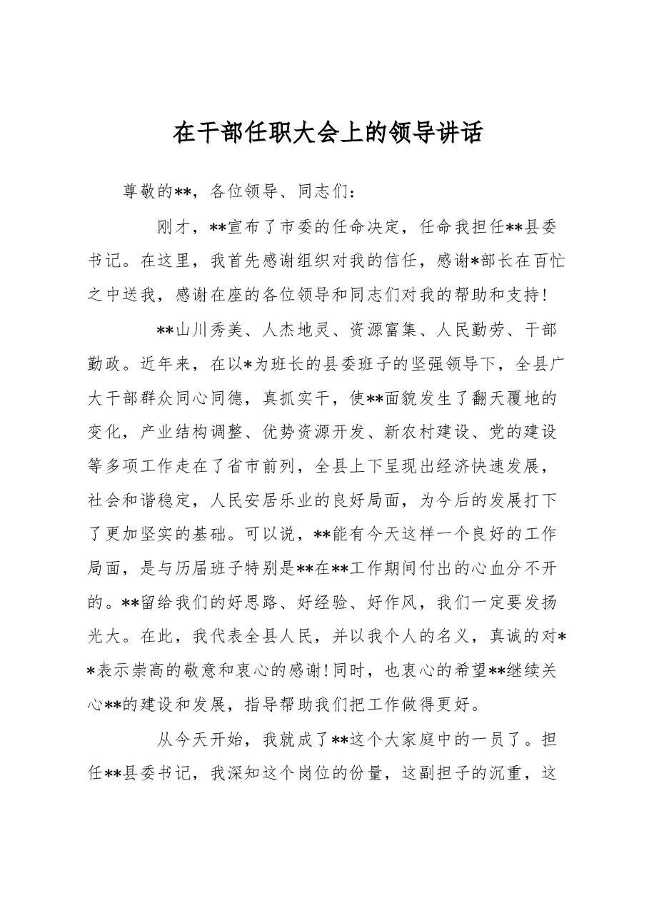 在干部任职大会上的领导讲话.docx,第1页预览