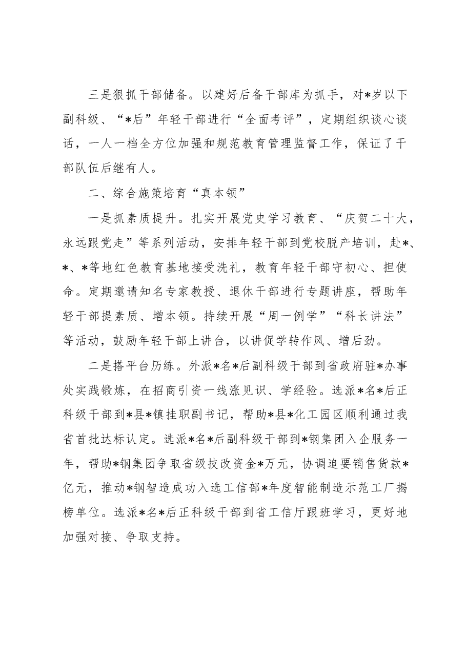 经验材料:深化“选育管用”四项举措抓好抓实年轻干部队伍建设.docx,第2页预览