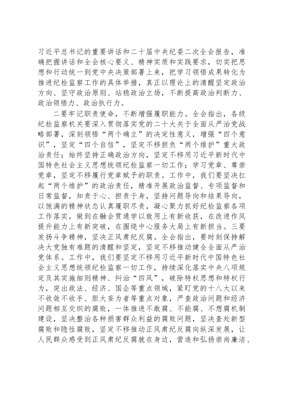 学习二十届中央纪委二次全会精神交流发言材料.docx,第2页预览