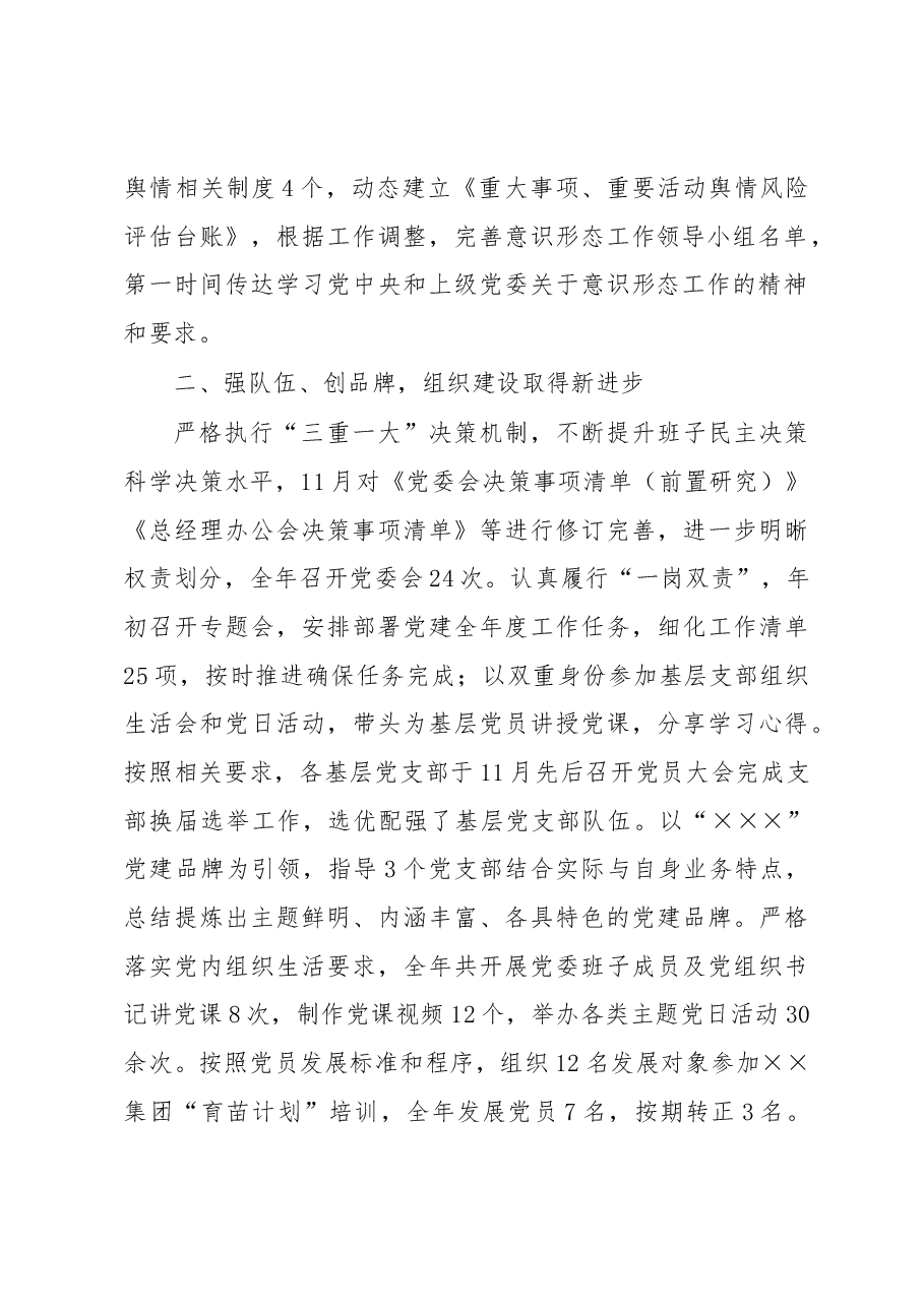 国企党委2022年度党建工作述职报告.docx,第2页预览