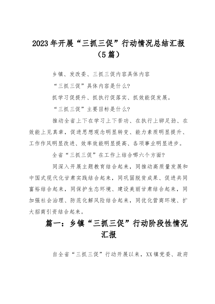 (5篇)2023年开展“三抓三促”行动情况总结汇报.docx,第1页预览