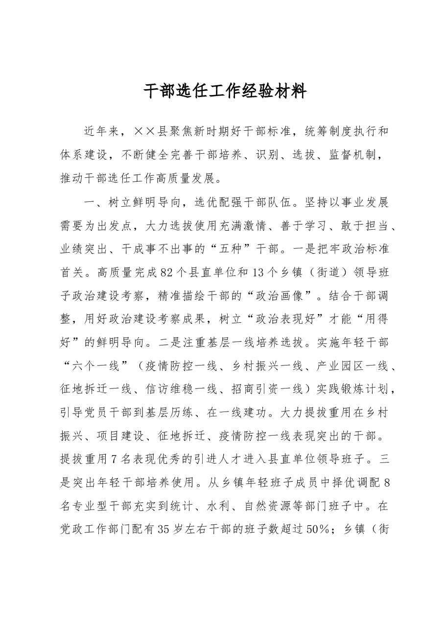 干部选任工作经验材料.docx,第1页预览