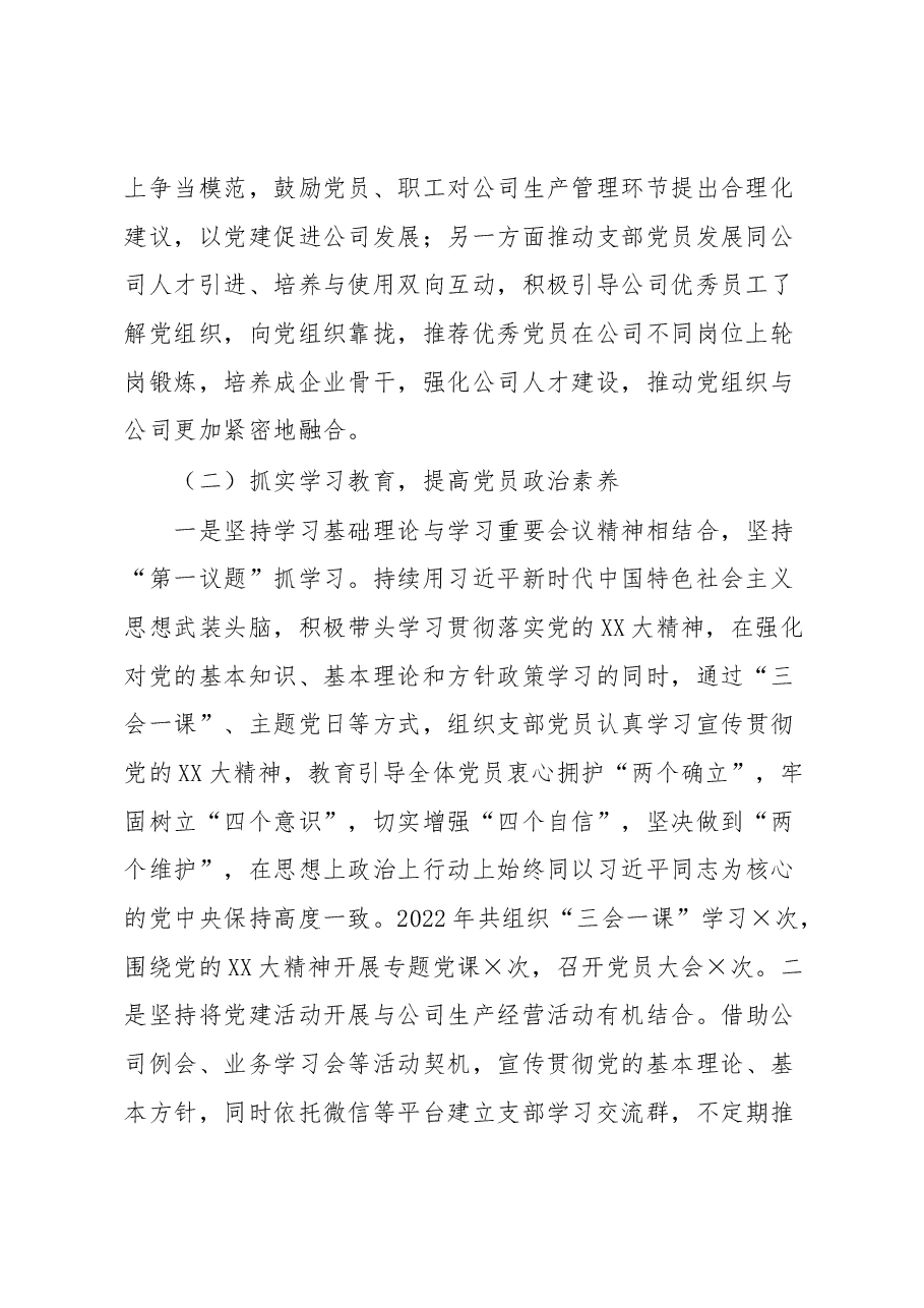 2022年度非公党支部书记抓党建工作述职报告.docx,第2页预览
