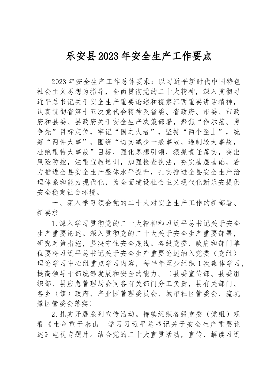 乐安县2023年安全生产工作要点.docx,第1页预览