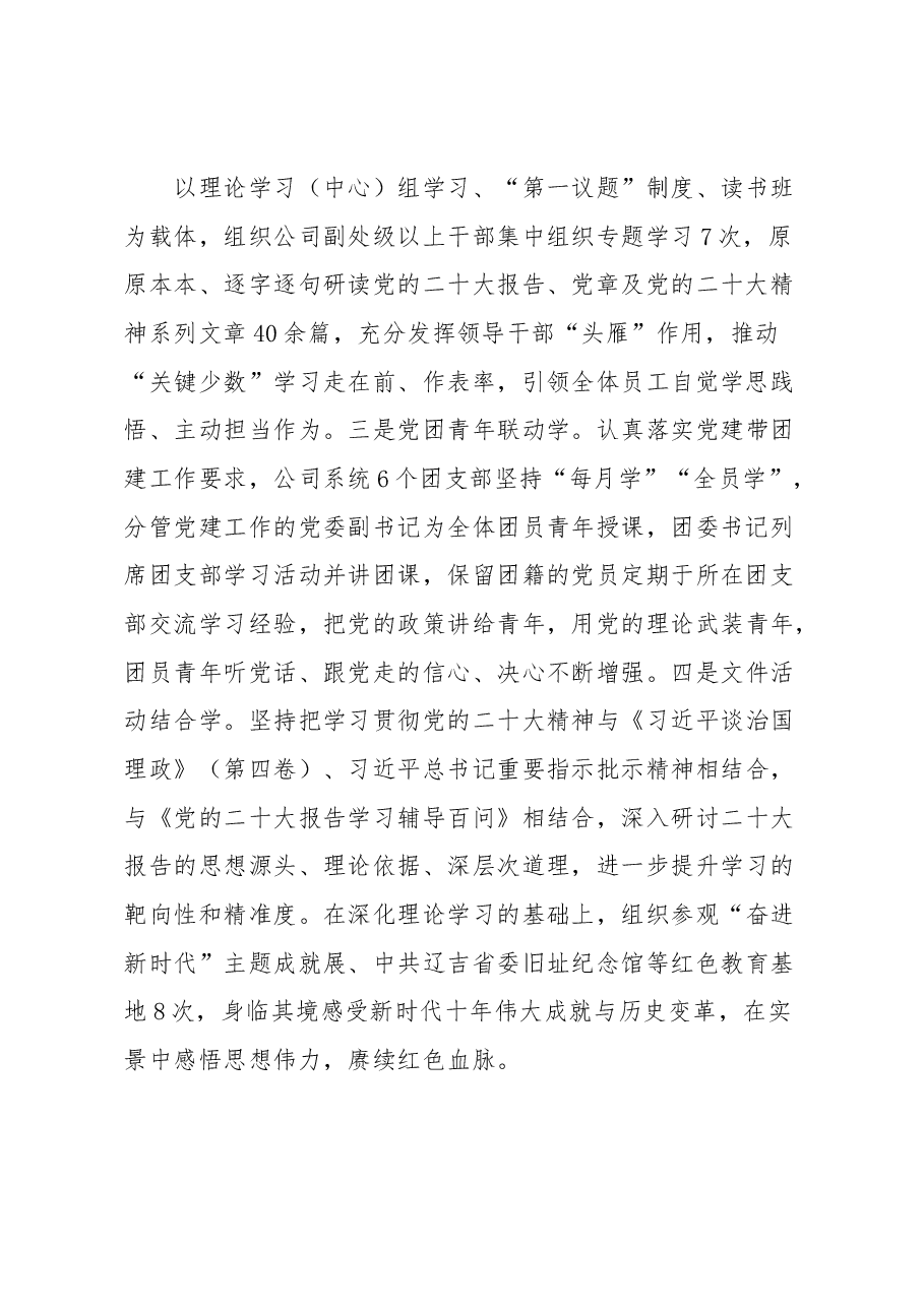 公司关于学习宣传贯彻党的大会精神情况的报告.docx,第3页预览