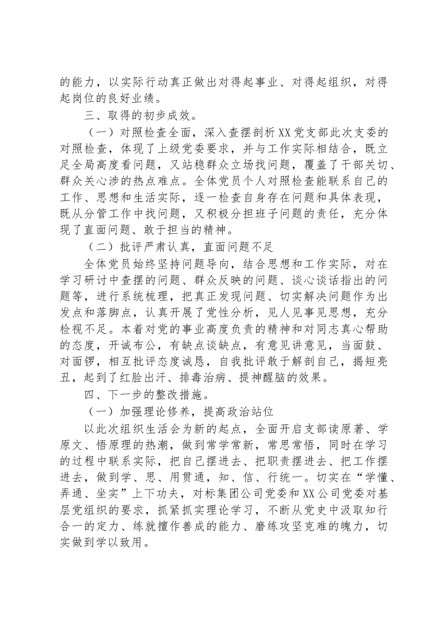 公司党支部关于2022年度组织生活会召开情况的报告.docx,第4页预览
