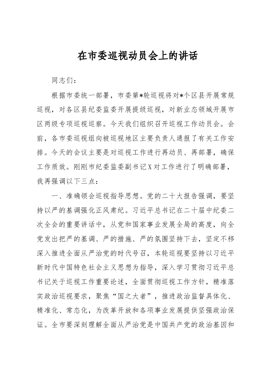 在市委巡视动员会上的讲话.docx，第1页预览