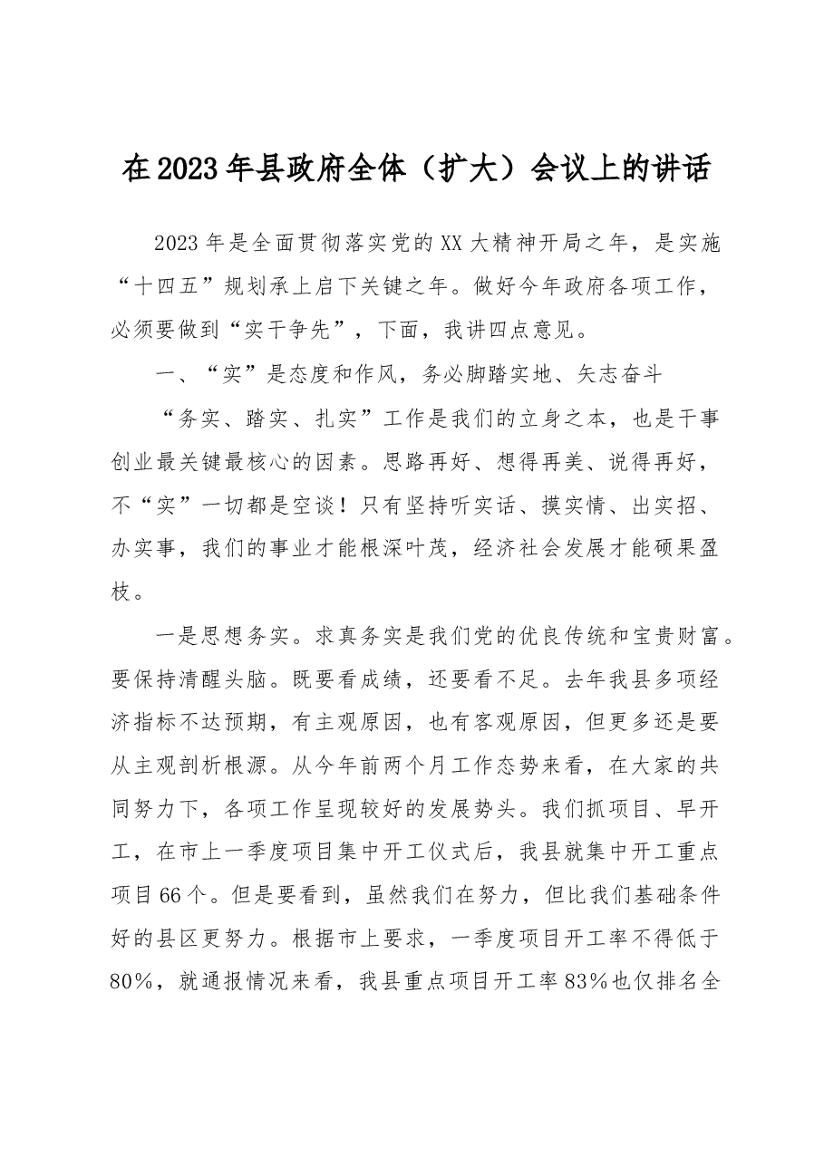 在2023年县政府全体(扩大)会议上的讲话.docx,第1页预览