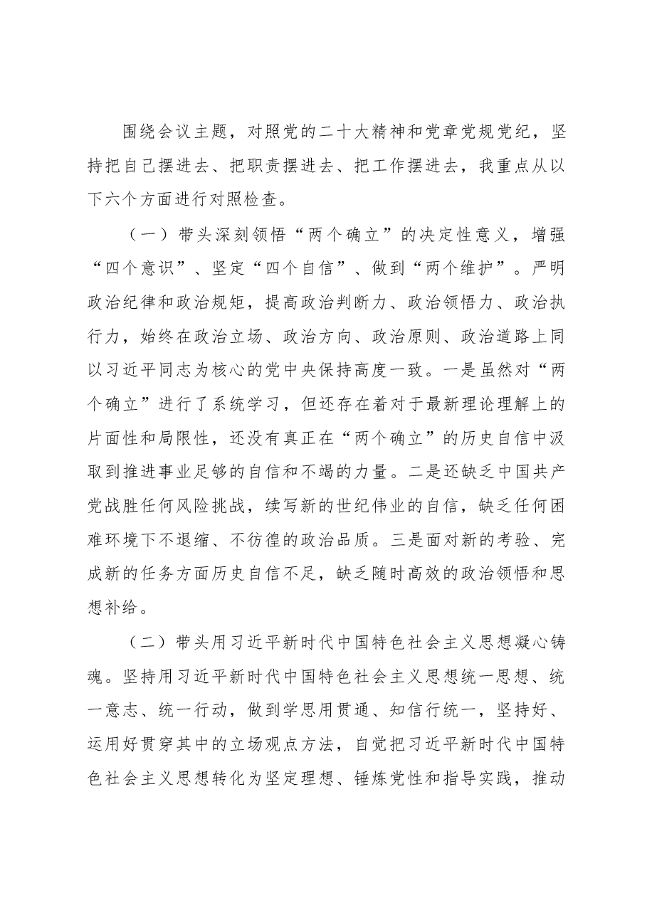 2022年度“六个带头”方面民主生活会发言提纲.docx,第3页预览