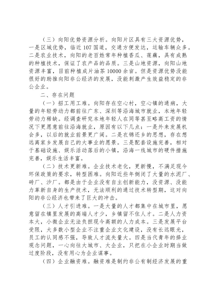 向阳片区非公经济发展状况调研报告.docx，第2页预览
