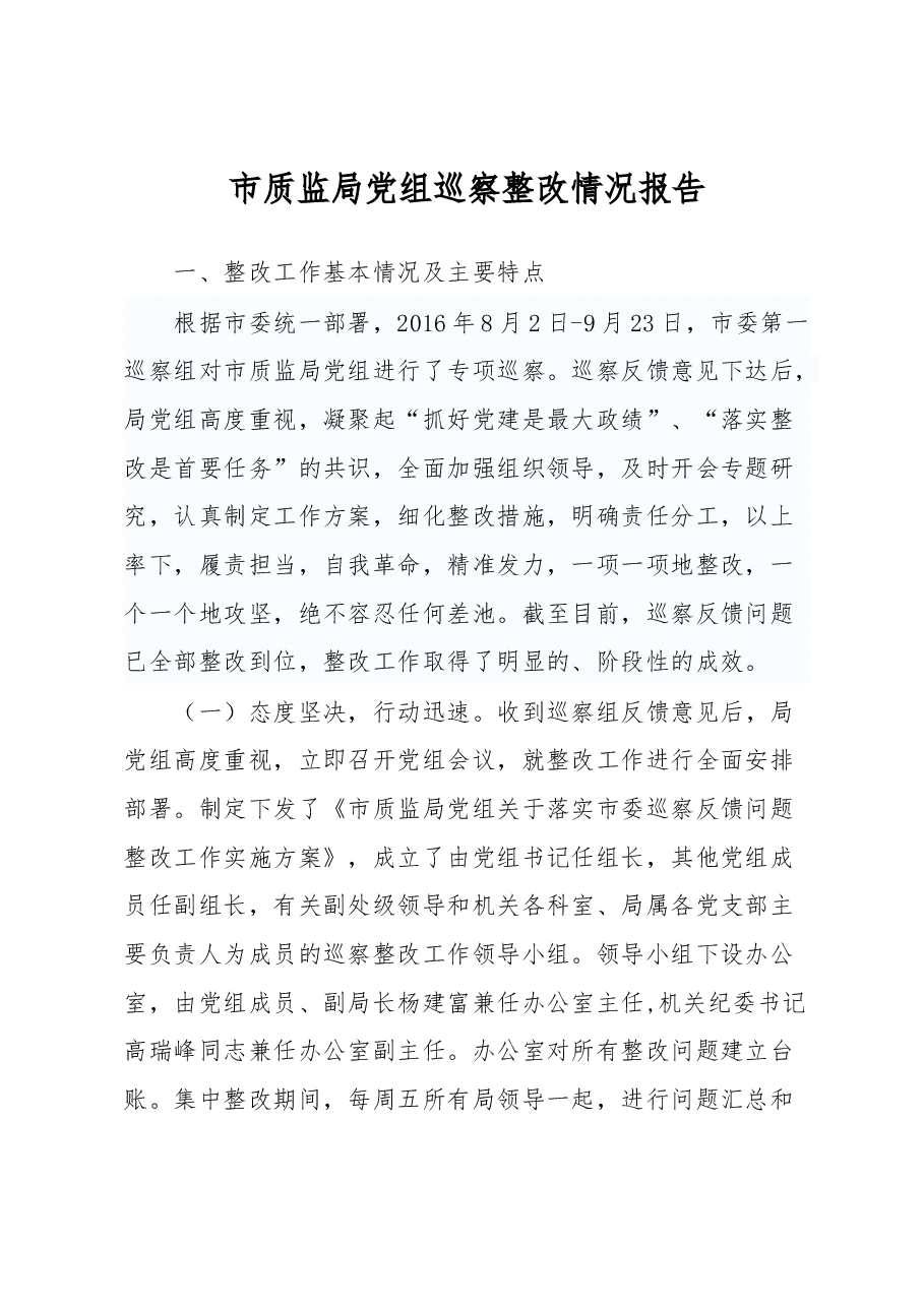 市质监局党组巡察整改情况报告.docx,第1页预览