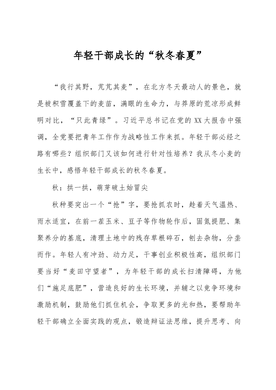 年轻干部成长的“秋冬春夏”心得体会.docx,第1页预览