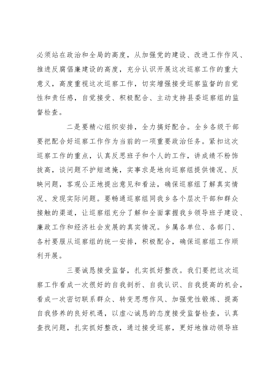 被巡察乡镇领导表态发言.doc,第2页预览