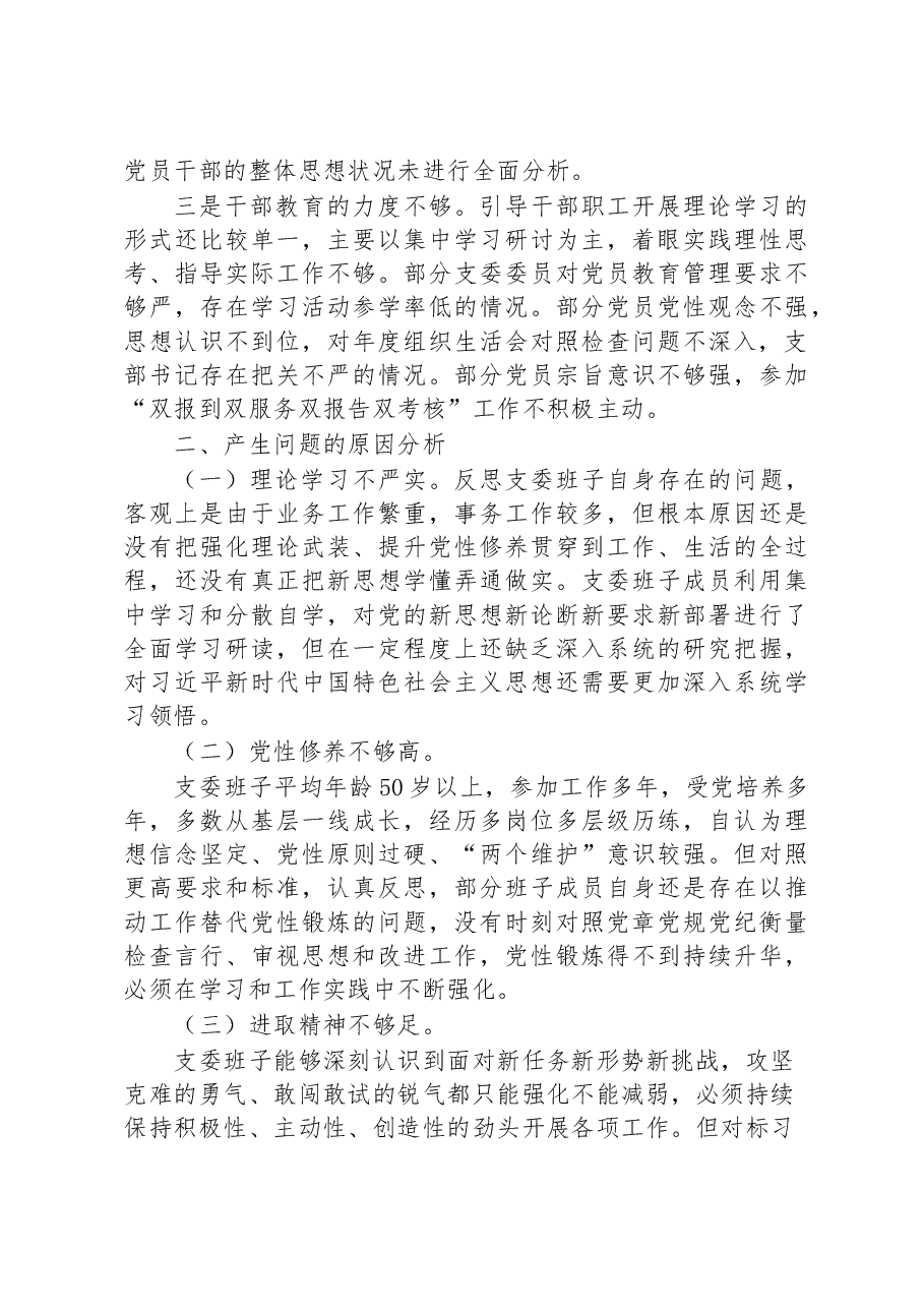 林业和草原局机关党支部班子2022年度组织生活会对照检查材料.docx,第3页预览
