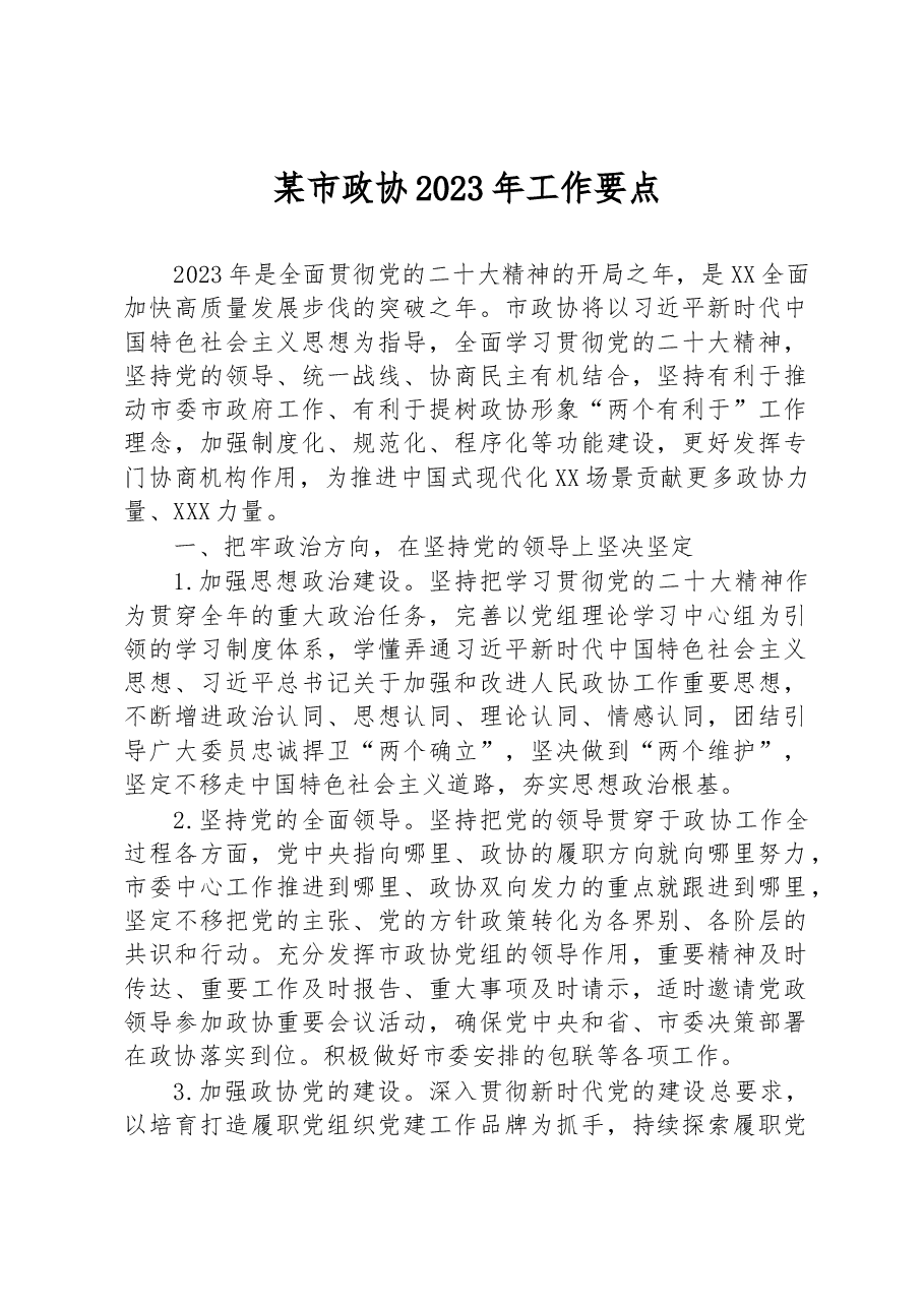某市政协2023年工作要点.docx,第1页预览