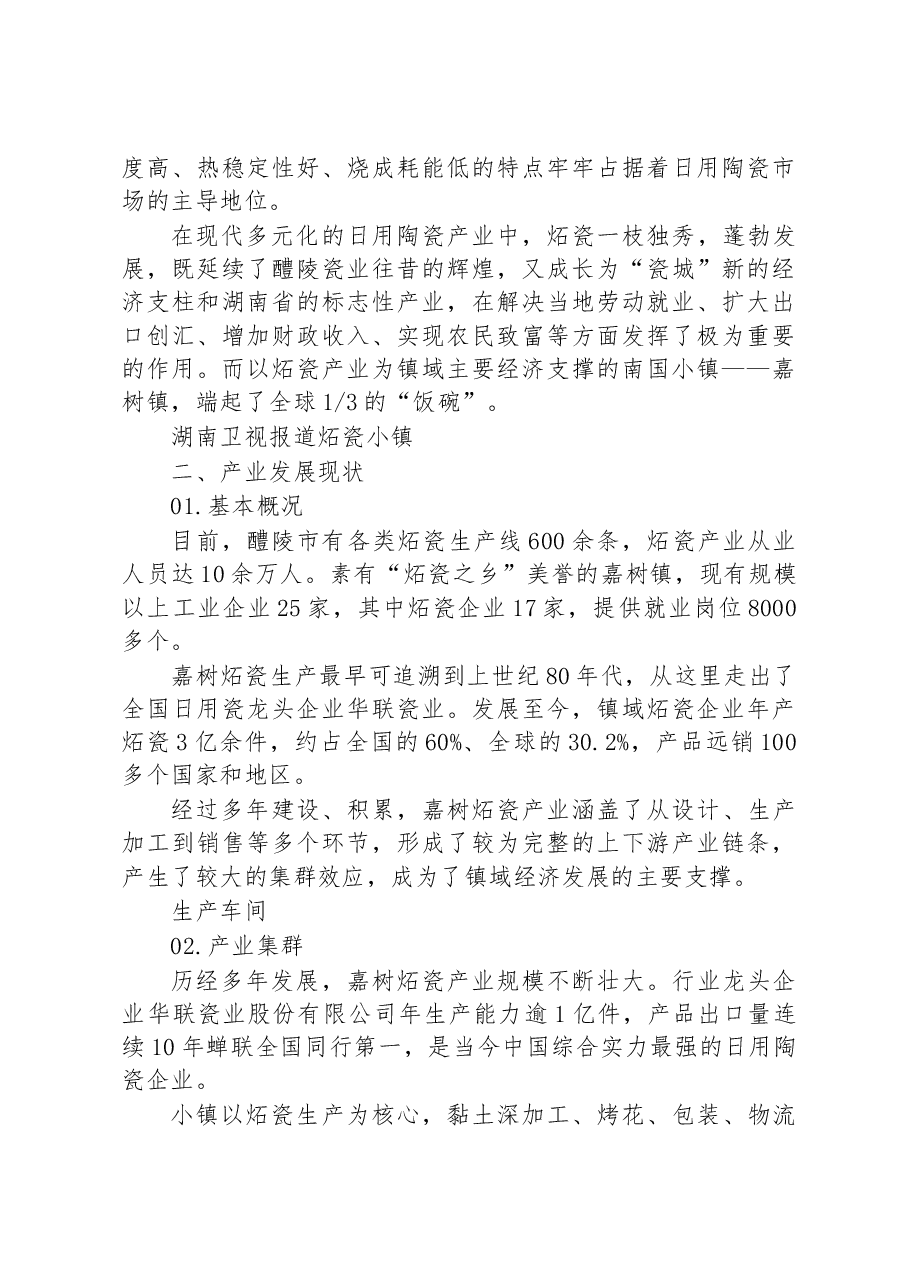 醴陵市嘉树镇日用炻瓷产业调研报告.docx,第2页预览