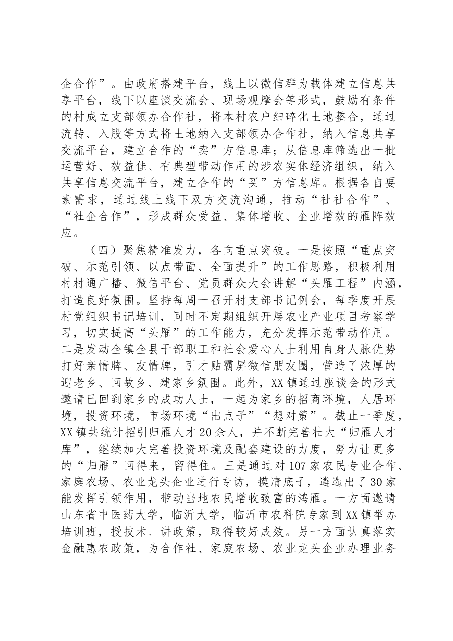 镇“四雁工程”第一季度工作总结.docx,第2页预览