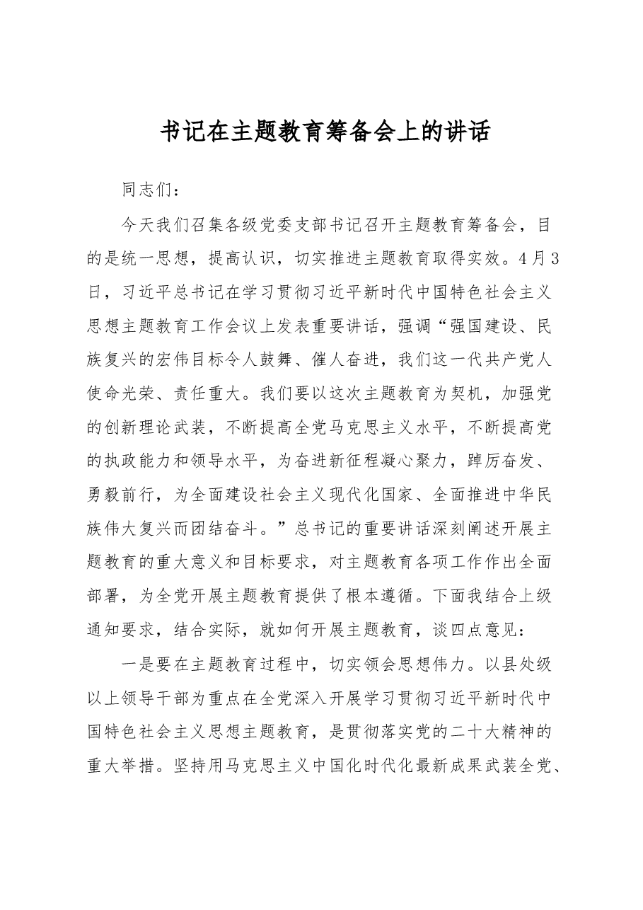 书记在主题教育筹备会上的讲话.docx,第1页预览