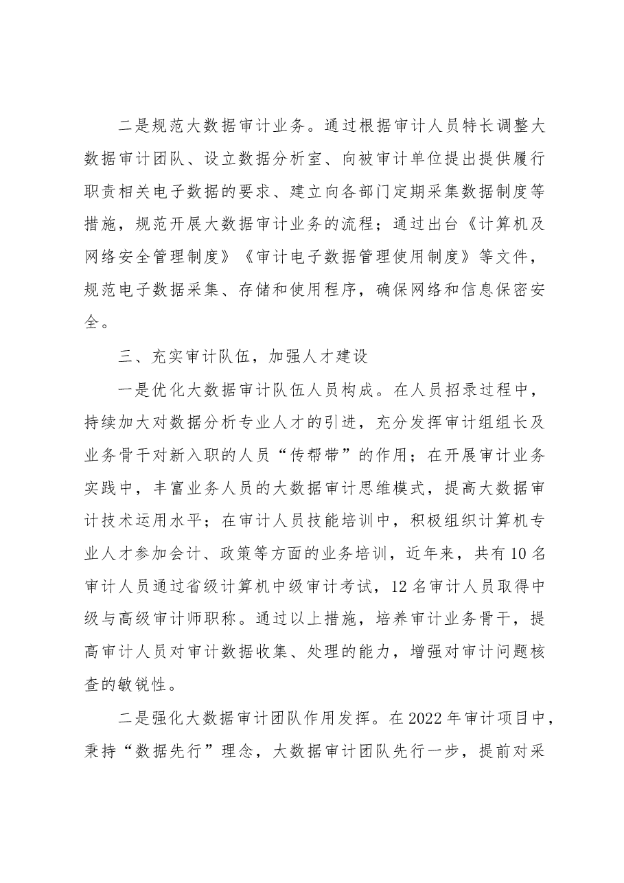 市审计局大数据工作创新交流材料.docx,第3页预览