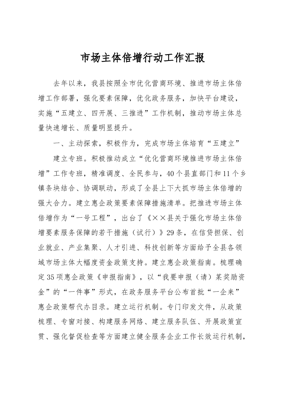 市场主体倍增行动工作汇报.docx,第1页预览