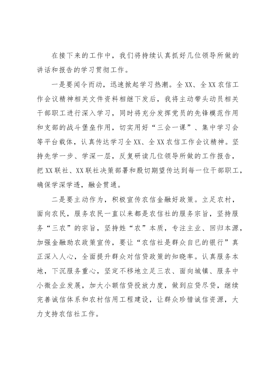 在学习农信工作会议上领导讲话的集中研讨会上的发言.docx,第3页预览