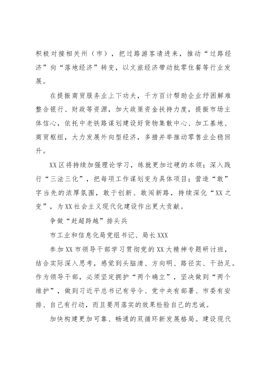 (5篇)XX市领导干部学习贯彻党的二十大精神专题研讨班学员发言材料汇编.docx,第4页预览