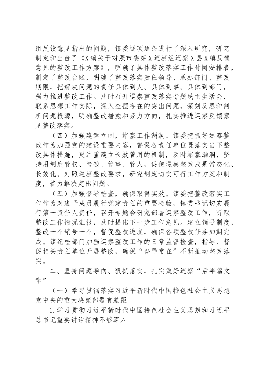 镇关于市委第一轮巡察整改进展情况的报告.docx,第2页预览