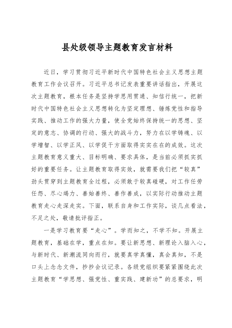 县处级领导主题教育发言材料.docx,第1页预览
